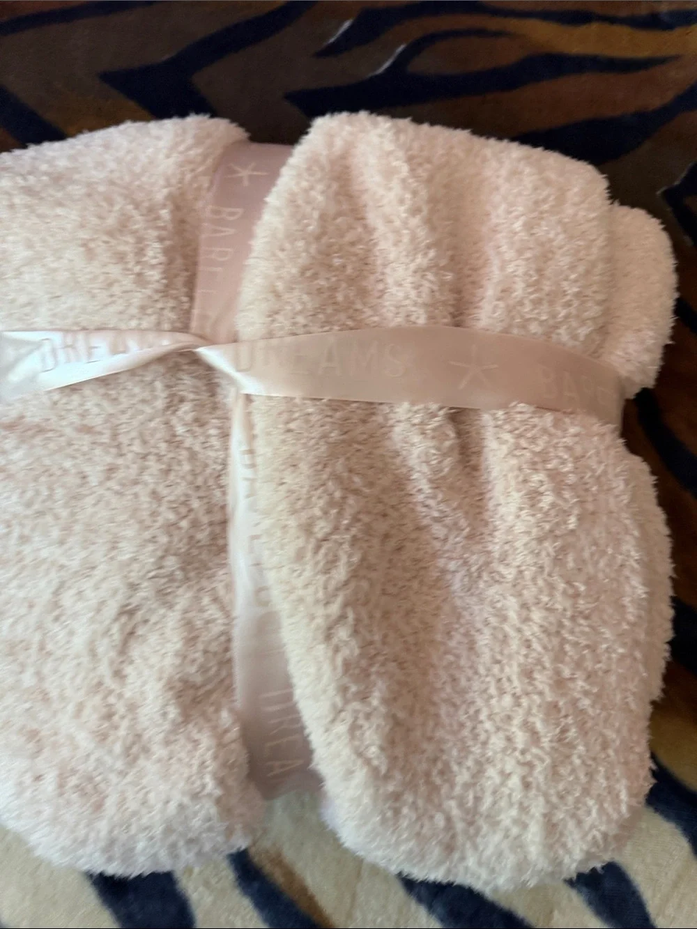 Barefoot Dreams Pale Pink Contrast Tip Blanket